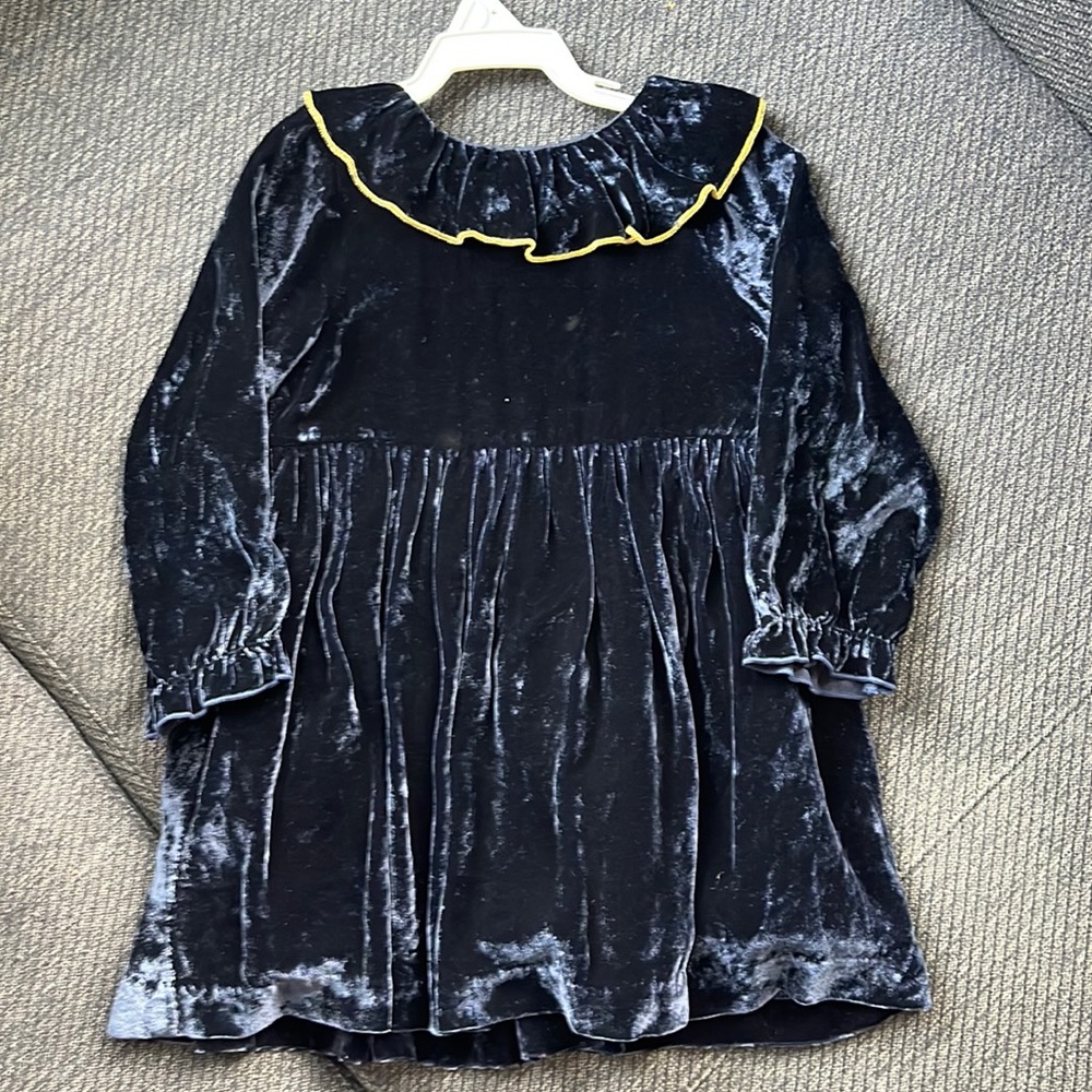 Jacadi Navy Blue Velvet Toddler Dress
